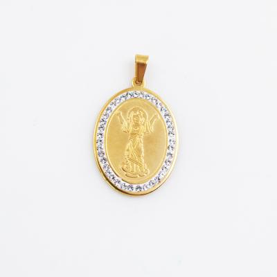 China Religious 18K Stainless Steel Divino Nino Divine Infant Jesus Oval Gold Plated Medallion Pendant for sale