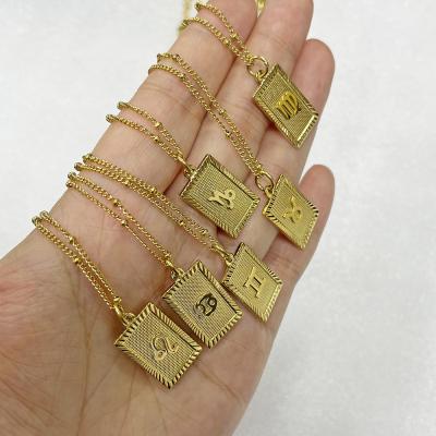 China TRENDY Birthday Gift Gold Plated Fashion 12 Zodiac Sign Necklace Choker Astrology Necklace Chain Jewelry Gold For Women for sale