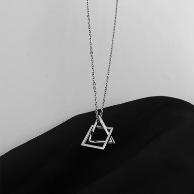 China TRENDY Minimalist Geometric Silver Triangle Stainless Steel Chain Necklace For Men Jewelry Groomsmen Gift for sale