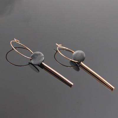 China Korean pink gold circle bar drop earrings stainless steel temperament stainless steel earrings for sale