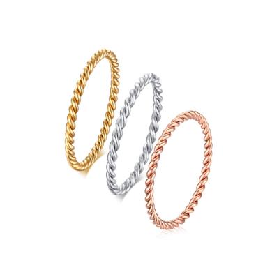 China Fashion Stainless Steel Towel Rings Korean Jewelry Simple Twisted Stainless Steel Rope Ring For Women for sale