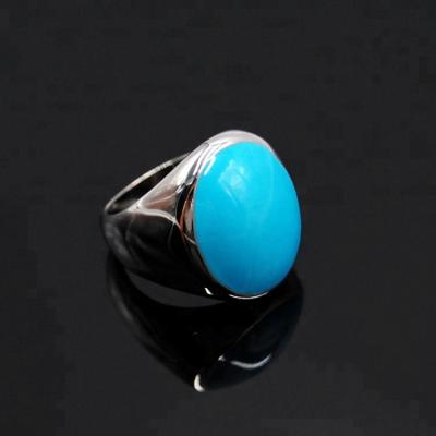 China Simple Design Enamel Elegant Stainless Steel Rings Blue Stone Ring For Men And Women for sale