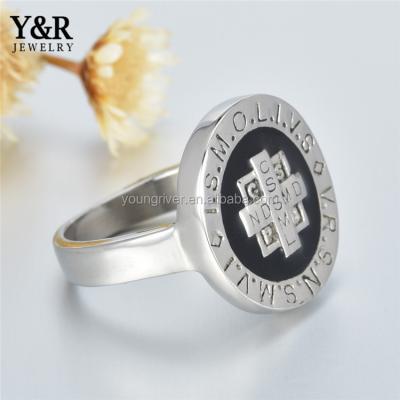 China Stainless Steel Religious Men's Group Cross Seal Ring for sale