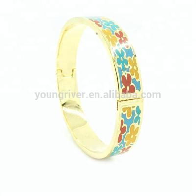 China Stainless Steel Gold Floral Epoxy Bangles Love Bangles Design For Ladies for sale