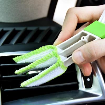 China Reusable Car air conditioning outlet brush double brush car interior dust cleaning tool cleaning car gap brush for sale