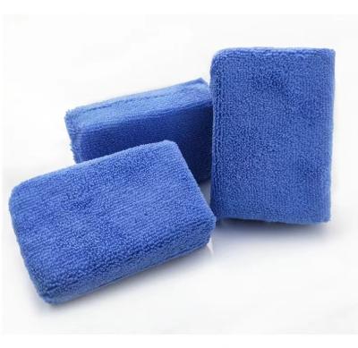 China Reusable Hot sale microfiber terry cloth sponge square car wash waxing crystal polishing car water absorption cleaning sponge for sale