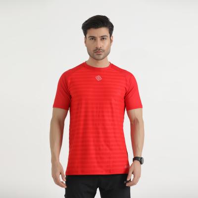 China Anti-pilling Cheap Sports T-shirt Mesh Striped Breathable Sportswear Summer Customized Fitness T-shirt For Men Workout Mens T-shirts for sale