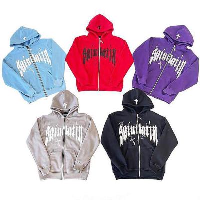 China Anti-Wrinkle Men's Zipper Casual Hoodie Cotton Slidder Hoodie Top Loose Custom Oversized Long Sleeve Streetwear for sale