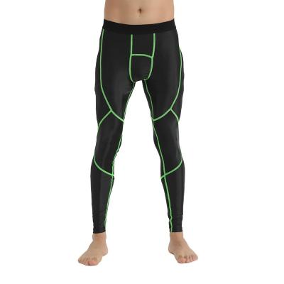 China Men's BFIT Workout Black Compression Tights Breathable Contrast Spandex Polyester Pants Custom Dot Gaiters Breathable Training Pants for sale