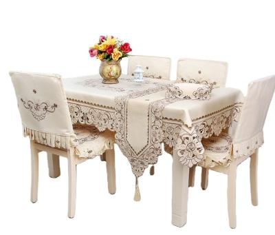 China Waterproof Embroidered Tablecloth Dining Chair Cover Household Tablecloth Garden Embroidered Dust Proof Table Cloth for sale