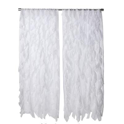 China Blackout Collection Soft Home Sheer Lace Voile Vertical Ruffled Window Curtain for sale