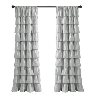 China Other Ready Made Ruffle Window Curtain Farmhouse Style Panel For Living Room Bedroom Wedding Decoration for sale