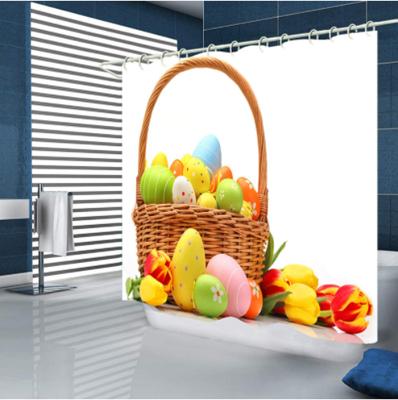 China 2022 Sustainable Easter High Quality Custom Colored Waterproof Shower Curtain For Kids Bathroom for sale