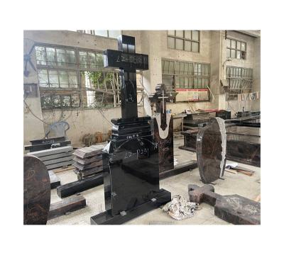 China Rich Colors Available For China Choice Supplier Detailed Cemetery Stone Carving Shanxi Black Headstone for sale