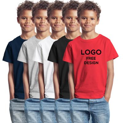 China 2022 Custom Logo Kids T-shirt Boy's 100% Cotton Anti-Shrink T-shirts Simply Blank Baby Kids Short Sleeve Boys T-shirt for sale