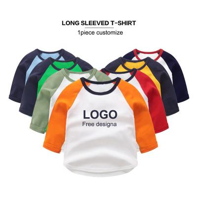 China Anti-pilling 2020 New Kids Long Sleeve Custom Logo Printing 100% Cotton Plain White Kids Baby Boy T-shirts for sale