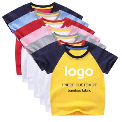 China 100% Custom Logo Blank Kids Boys T-shirts Girls Anti-pilling Summer Cotton Wholesale Plain Children's T-shirts for sale