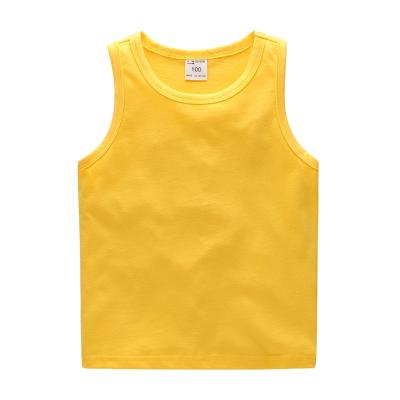 China Custom LOGO Kids Boy Cotton Sleeveless Anti-Shrink Summer Sweated Vest Clothing Set Boys Solid Color Sleeveless Children Beach Top for sale