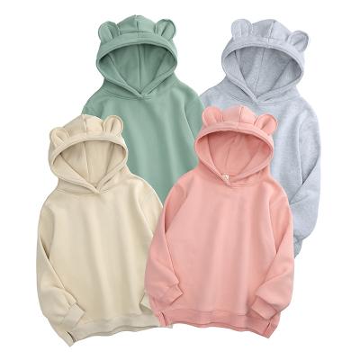 China Cute New Color Fleece Custom Pure Cotton Hoodie Mommy And Me Anti-Shrink Bunny Ears Pullover Hoodies Kids Outfits for sale