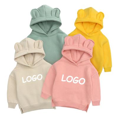 China New Color Fleece Custom Pure Cotton Anti-Shrink Bunny Ears Pullover Hoodies Kids Cute Hoodie Set For Children for sale