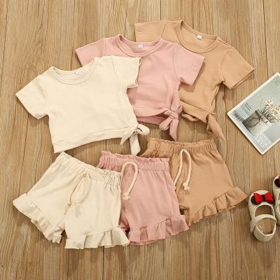 China Summer Casual 2 Pcs Set Kids Clothes Sets Toddler Fishing Bell Bottom Soft Newborn Little Girl Equipment Sets for sale