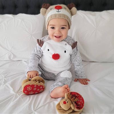 China Short Sleeve Baby Clothes Baby Winter Christmas Jumpsuit Crawling Suit Infant Red Embroidered Winter Jumpsuit Set For Baby for sale