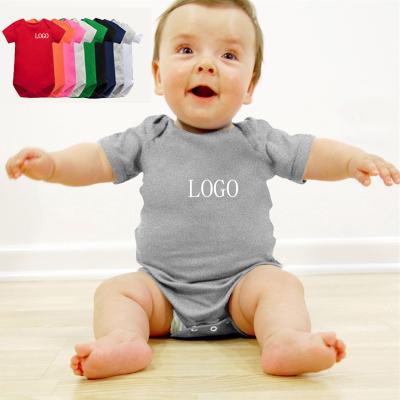 China 100% Short Sleeve Cotton Kids Rising Simple Custom Baby Rompers Clothes And Jumpsuit Rompers With Logo For Baby Summer Clothes for sale