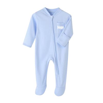 China LOGO Wrapped Baby Rompers Pajamas Clothes Autumn Pure Cotton Newborn Clothes Baby Sleeve Onesie Short Zipper Romper Long for sale