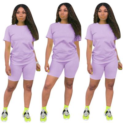 China Custom Logo Plus Size Women Summer Breathable Clothing Cotton Shorts Sheaths Two Piece Set Women Clothing 2021 for sale