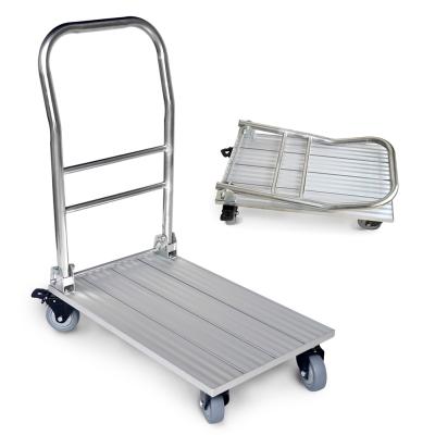 China Stainless Steel Aluminum Mute 300kg Foldable Hand Platform Trolley Trolley Folding Heavy Duty Industrial Trolleys for sale