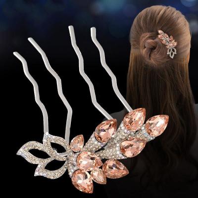 China Fashion Fashion All Match Women Hairpin Flower Design Hair Styling Comb Bling Crystal Mother Gift Hair Comb for sale