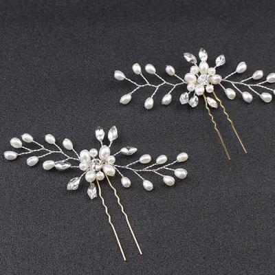 China Cooper+ Crystal European Style Bridal Headdress Wire Pearl Rhinestone Hair Pin Crystal Wedding Hair Comb for sale