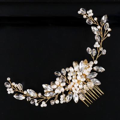 China Bridal Comb Wedding Shaped Alloy+Crystal Hair Jewelry Fashion Crystal Flower Hair Pin Elegant Rhinestone Hair Plant for sale