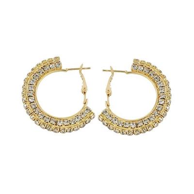 China Geometric Earring Bling Crystal Hoop Earring For Women Fashion Sector Metal Rhinestone Trendy Drop Earrings for sale