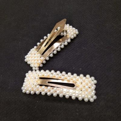 China The main decoration in the metal stock hair clip pearl clip hair snap BB clip handmade string pearl hairpins for sale