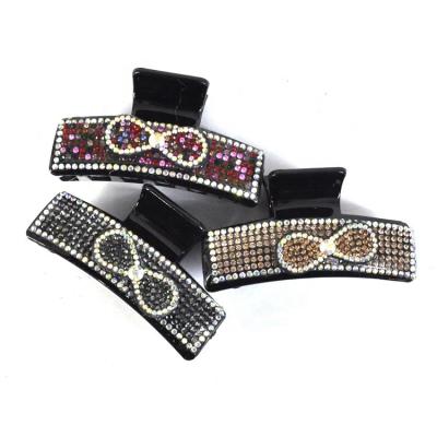 China Luxury Korean Multicolor Hair Claw Clip Fashion Hair Ornaments Rhinestone Bow Jaw Clip For Elegant Women for sale