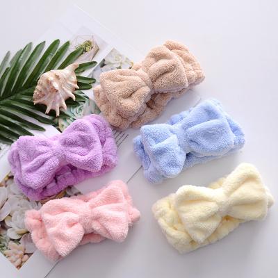 China Fashion Makeup Accessories Bath Hair Band Coral Fleece Elastic Hair Band Head Makeup Hair Band For Woman for sale