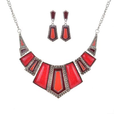 China Hot-selling FASHIONABLE Necklace Women's Imitation Stone Sweater Oil Drip Necklace Resin Fashion Jewelry Set for sale