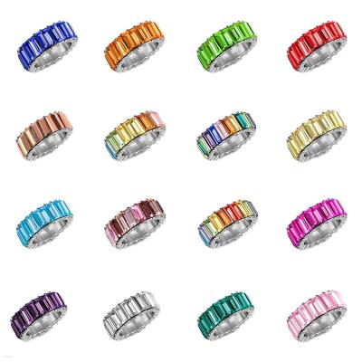 China FASHIONABLE New Arrive Colorful Baguette Cubic Zirconia Jewelry Eternity Ring for sale