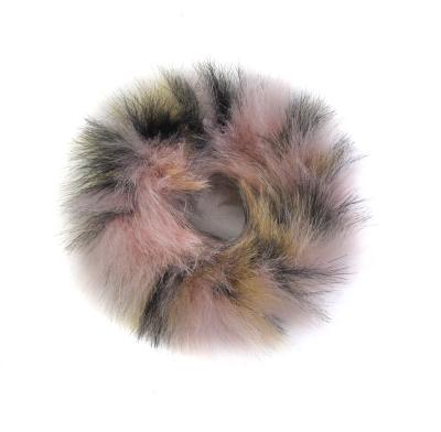 China Fur Head Design Fashion Decoration Ponytail Holder Leopard Hair Elastic Scrunchies For Lady for sale