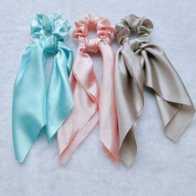 China Fashion Korean Style Stain Hair Scrunchies Colorful Silk Feeling Scrunchy Elastic Hair Tie For Women for sale