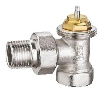 China Angled Thermostatic Antique Brass Radiator Valves 3/4'' X 3/4'' In Nickel Plated For Steel Pipe for sale