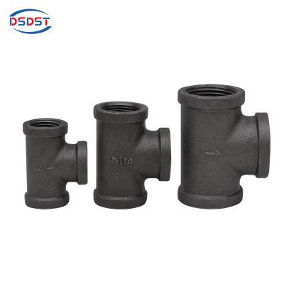 China Pipe Lines Connects Good Quality Malleable Natural Black Cast Iron Pipe Fittings Tee 1/2 3/4 for sale