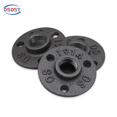 China Retro Industrial Product Accessories Floor Clamp 12 Iron Black/Decoration Supplier 4 Holes For Pipe Furniture 34 Floor Clamp ds OS 1914 for sale