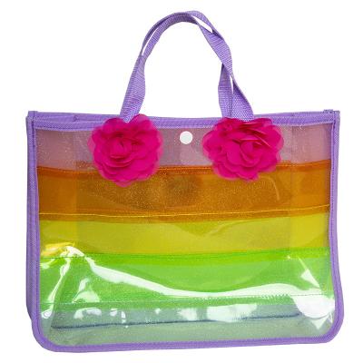 China New Wholesale Fashion Water Proof Summer Jelly Beach Bag Custom Logo Large Bags Woman Clear PVC Tote Shopping Bag for sale