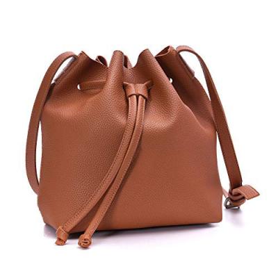 China High quality fashion drawstring bucket leather bag for women for sale