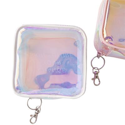 China Portable Colorful Iridescent Shiny Holographic Laser Cosmetic Shiny Iridescent Pouch Rainbow Bag Fashion Makeup Skin Care Bag Waterproof Bag for sale