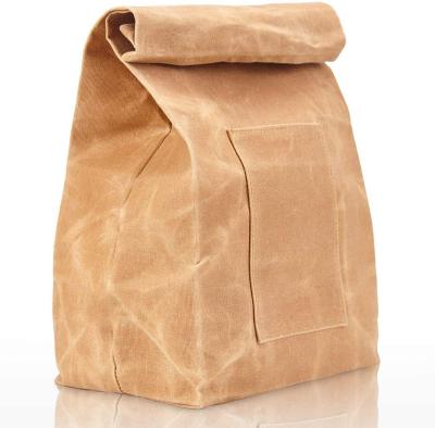 China Durable Waxed Canvas Cooler Bag Lunch Bag For Office Reusable Eco Friendly Cooler Bag Cooler for sale