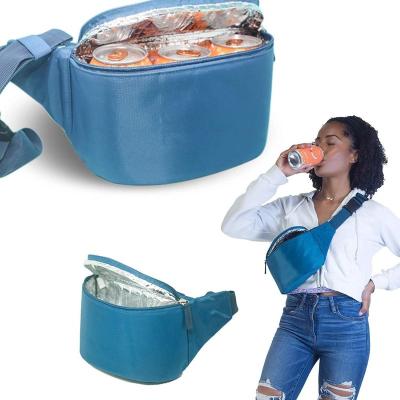 China Insulated Summer Cooler Waist Pack Bag For Outdoor Cooler Bag Insulated Double Compartment Lunch Bag for sale