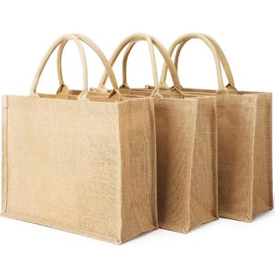 China Reusable Printed Jute Bags Tote Burlap Bag For Grocery Shopping Packing for sale